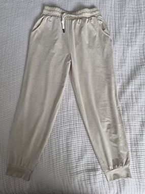 Light Cream Women's Jogger Pants with Drawstring Waist